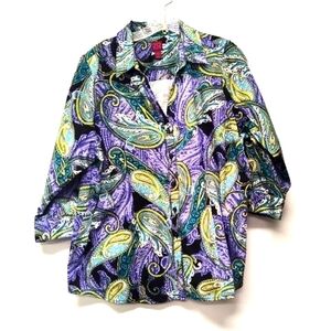 212 collection women's blouse Plus siz  Size:1X blue/green    -